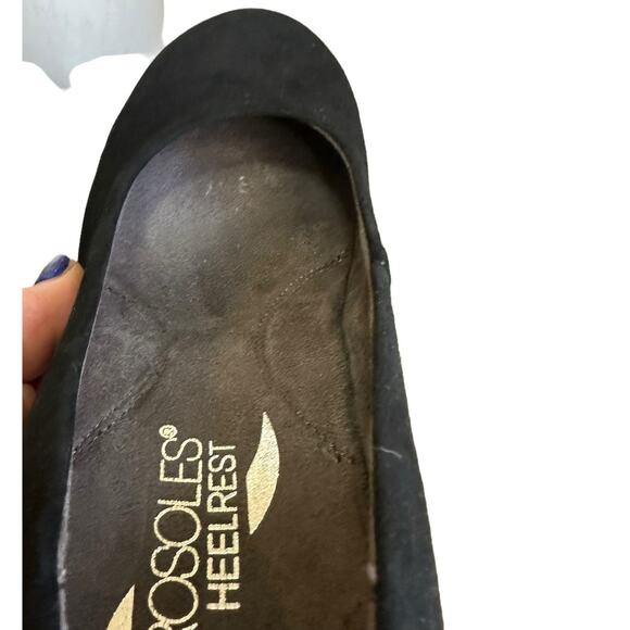 Aerosoles Heelrest Black Suede Round Toe Comfort Stacked 3" Heel sz 5.5 NWOT - Picture 7 of 13